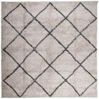 Tappeto Shaggy a Pelo Lungo Moderno Beige e Antracite 120x120cm 375387