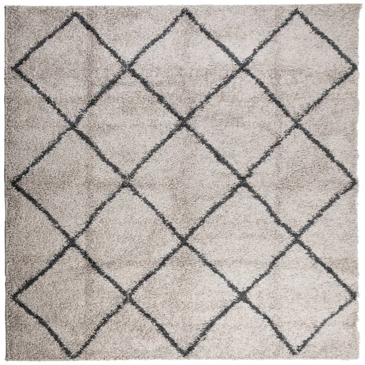 Tappeto Shaggy a Pelo Lungo Moderno Beige e Antracite 120x120cmcod mxl 87380