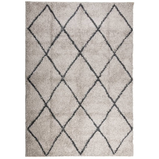 Tappeto Shaggy a Pelo Lungo Moderno Beige e Antracite 160x230cm 375391