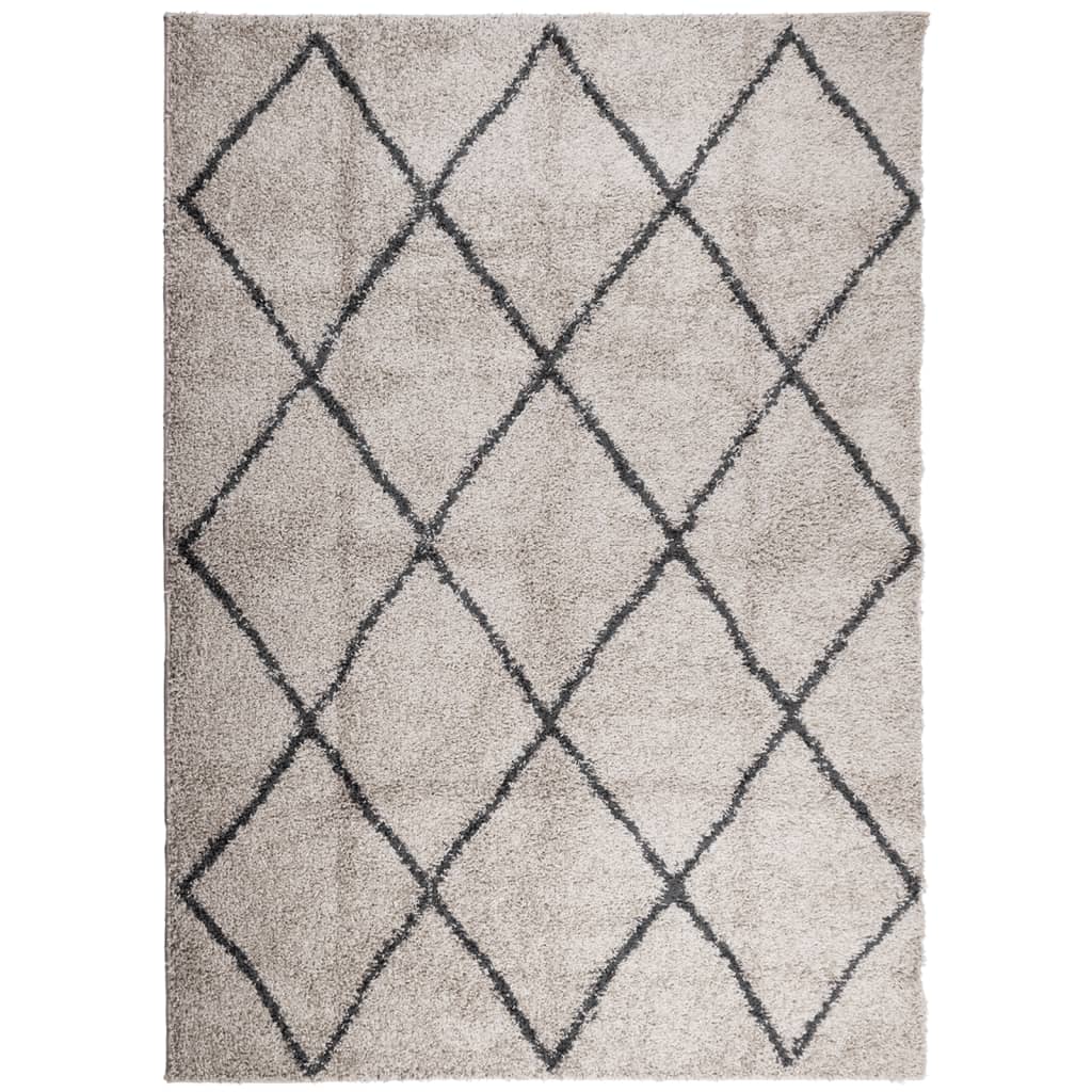 Tappeto Shaggy a Pelo Lungo Moderno Beige e Antracite 200x280cm 375393