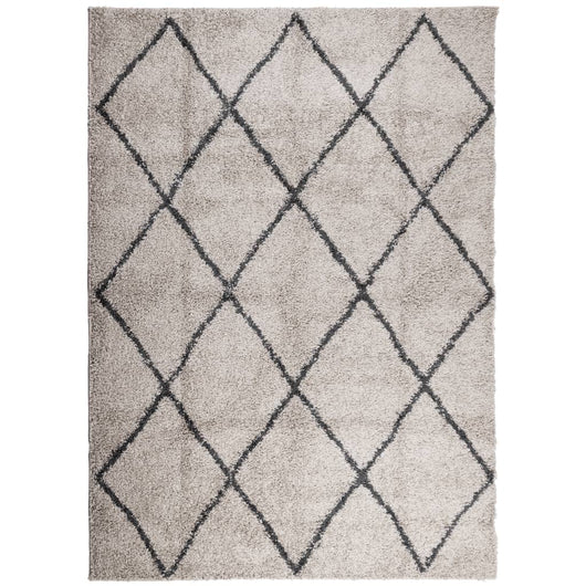 Tappeto Shaggy a Pelo Lungo Moderno Beige e Antracite 200x280cmcod mxl 87381