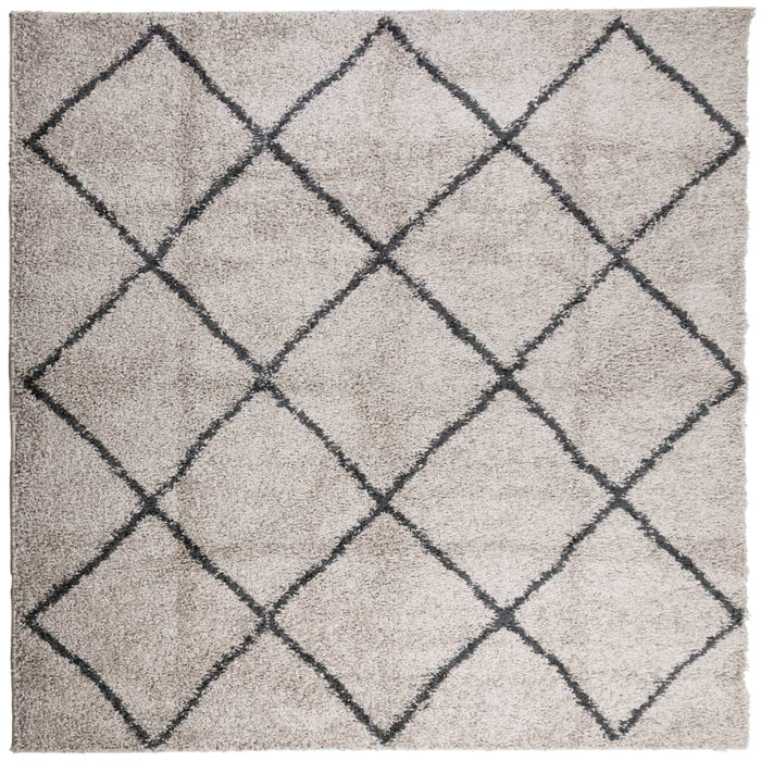 Tappeto Shaggy a Pelo Lungo Moderno Beige e Antracite 240x240cm 375394