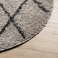 Tappeto Shaggy a Pelo Lungo Beige e Antracite Ø 100 cm 375398