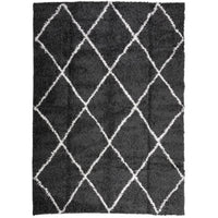 Tappeto Shaggy a Pelo Lungo Moderno Nero e Crema 200x280 cm 375415