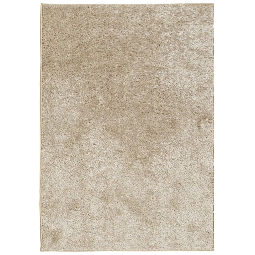 Tappeto Pelo Lungo Effetto Lucido Beige 120x170 cm 375652