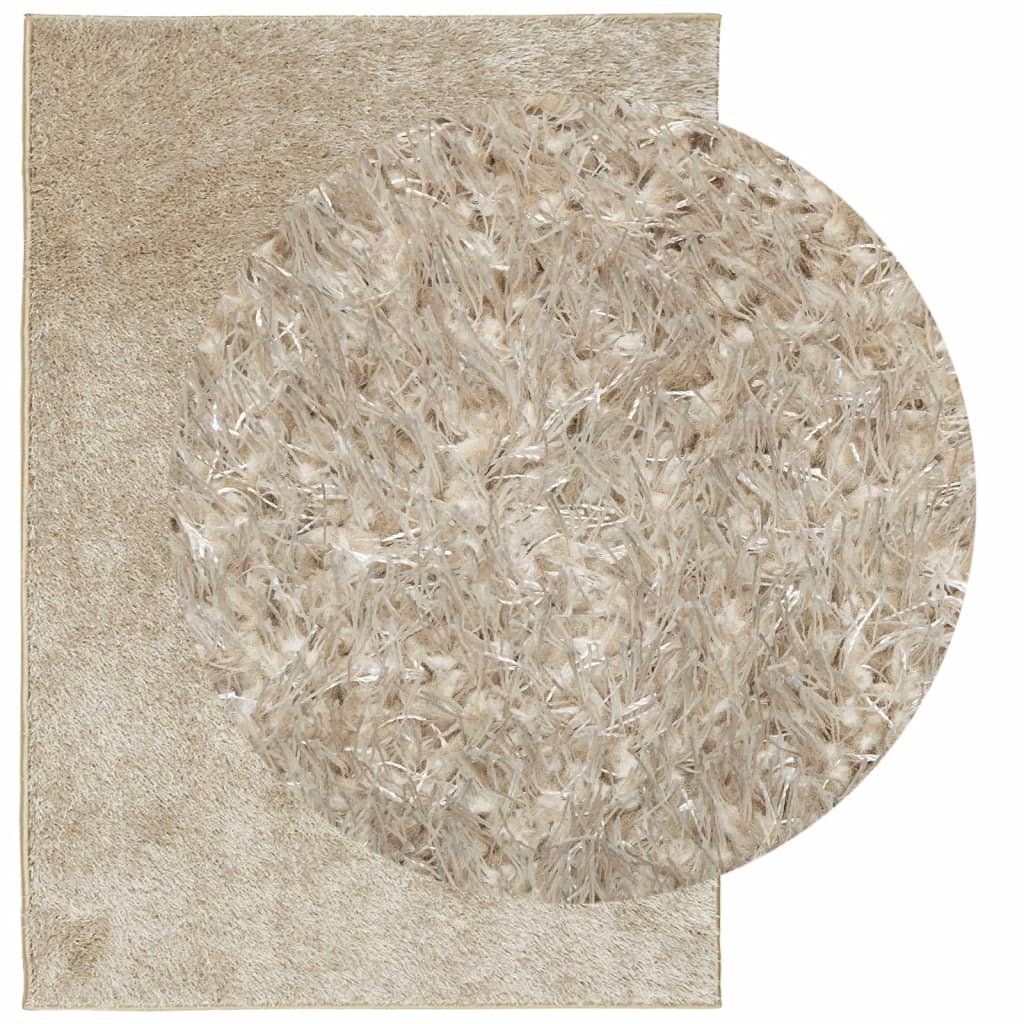 Tappeto Pelo Lungo Effetto Lucido Beige 120x170 cm 375652