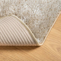 Tappeto Pelo Lungo Effetto Lucido Beige 120x170 cm 375652