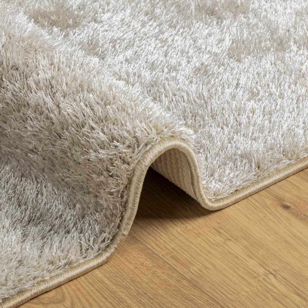 Tappeto Pelo Lungo Effetto Lucido Beige 120x170 cm 375652