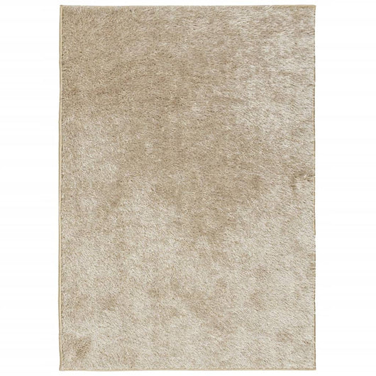 Tappeto Pelo Lungo Effetto Lucido Beige 160x230 cm 375654