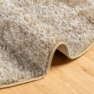 Tappeto Pelo Lungo Effetto Lucido Beige Ø 200 cm 375661