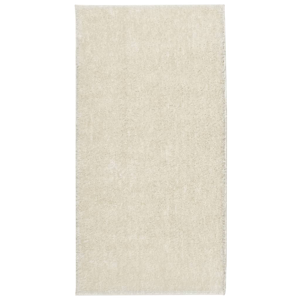 Tappeto Pelo Lungo Effetto Lucido Crema 100x200 cm 375663