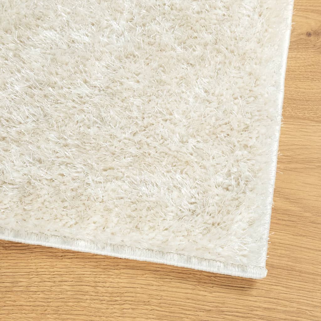 Tappeto Pelo Lungo Effetto Lucido Crema 100x200 cm 375663