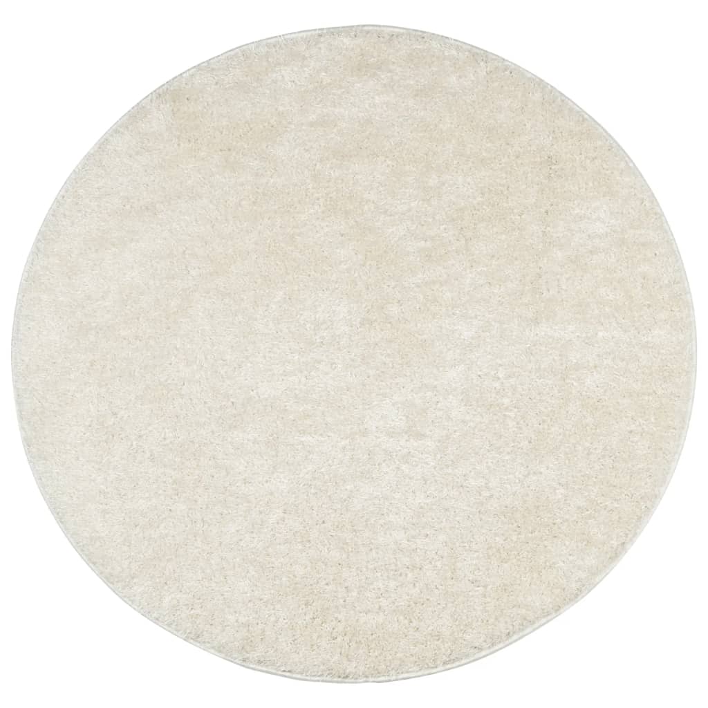 Tappeto Pelo Lungo Effetto Lucido Crema Ø 200 cm 375673