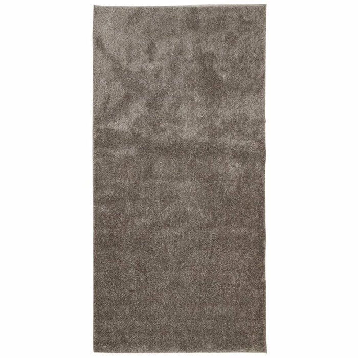 Tappeto a Pelo Lungo Effetto Lucido Grigio 100x200 cm 375675