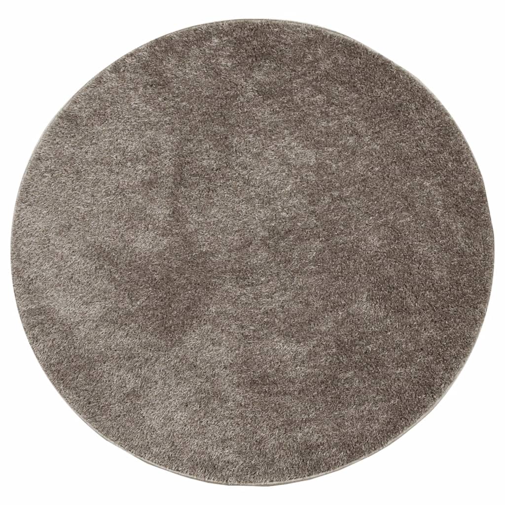 Tappeto a Pelo Lungo Effetto Lucido Grigio Ø 200 cm 375685