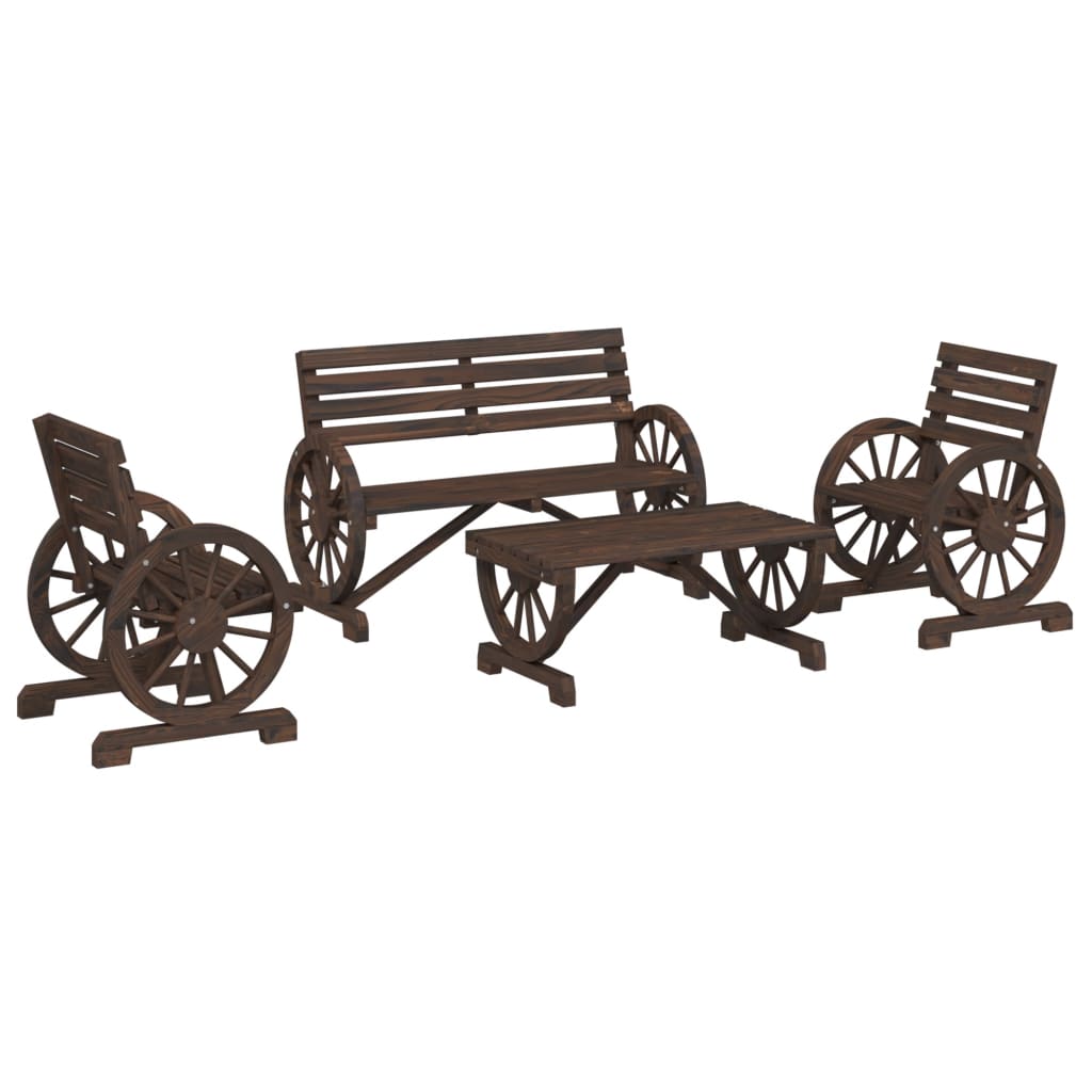 Set Salotto da Giardino 4 pz in Legno Massello di Abete 3207132