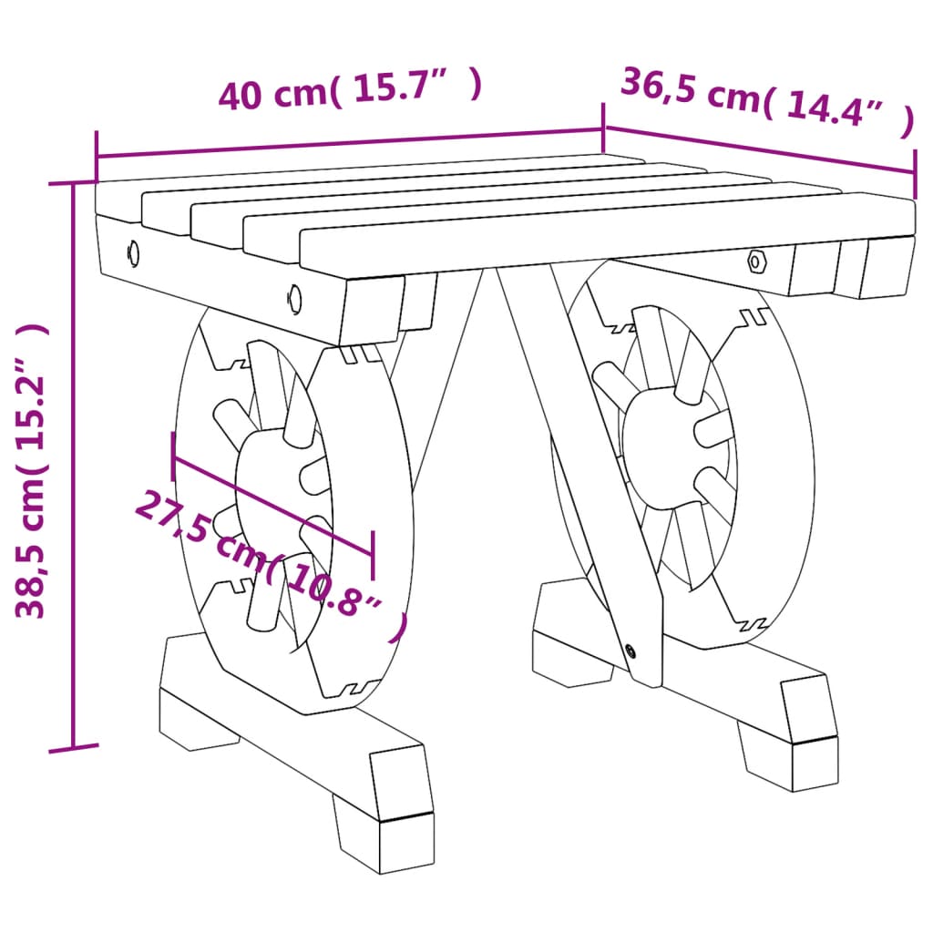 Poggiapiedi da Giardino 2 pz in Legno Massello di Abete 3207133