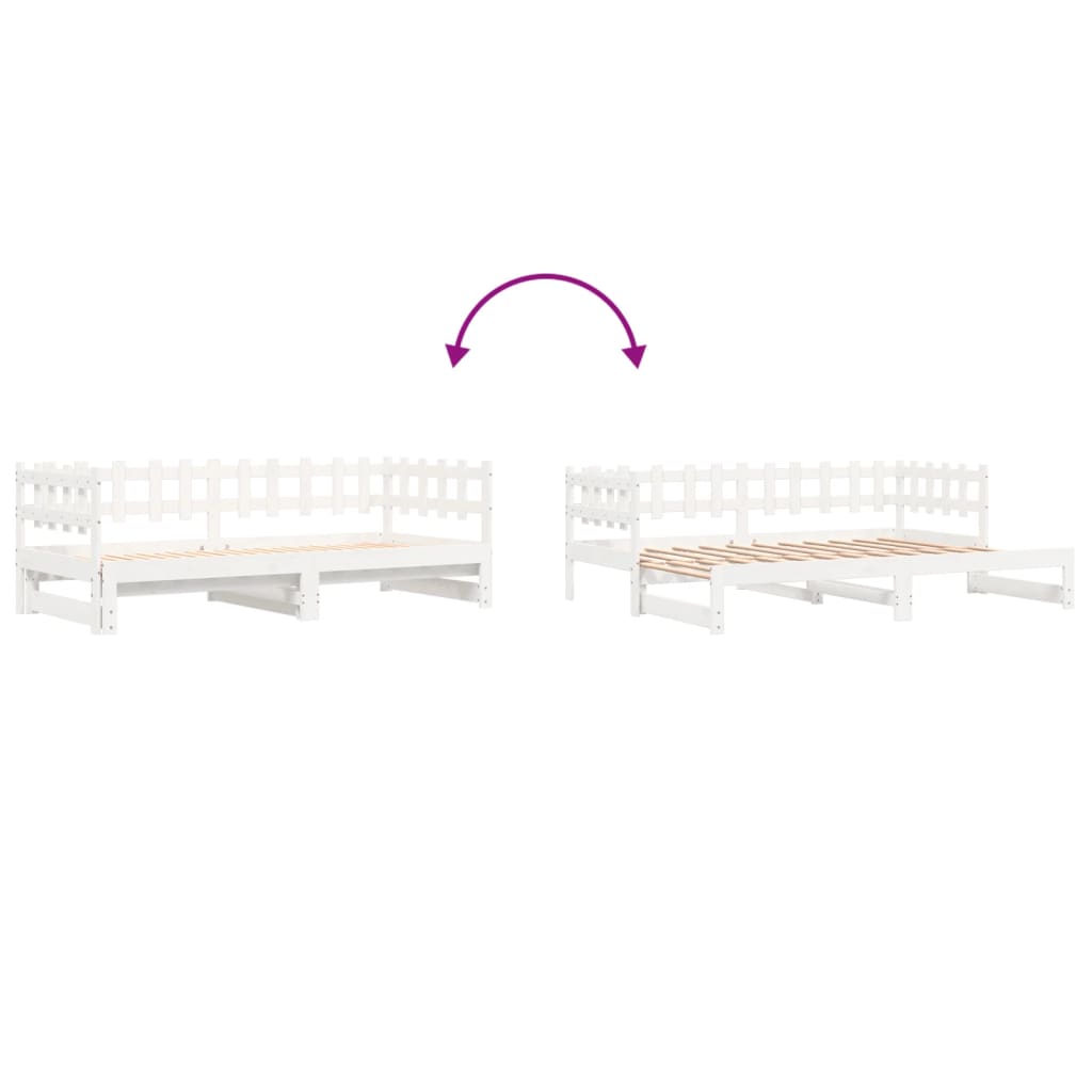 Dormeuse Estraibile Bianca 2x(80x200) cm Legno Massello di Pino 840386