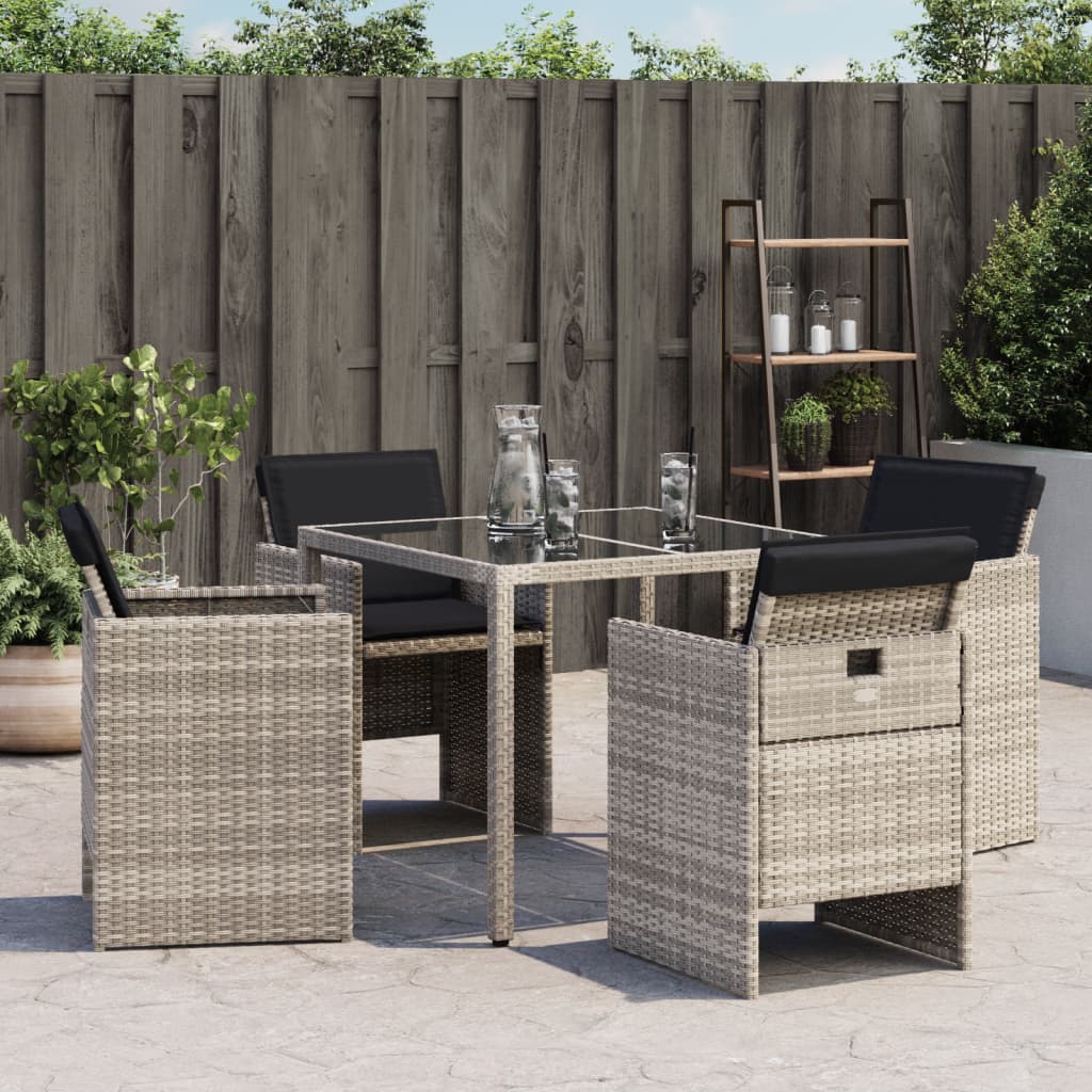 Sedie da Giardino con Cuscini 4 pz Grigio Chiaro in Polyrattancod mxl 92159