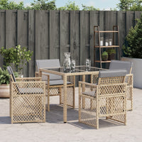 Sedie da Giardino con Cuscini 4 pz Beige Misto in Polyrattan 364955