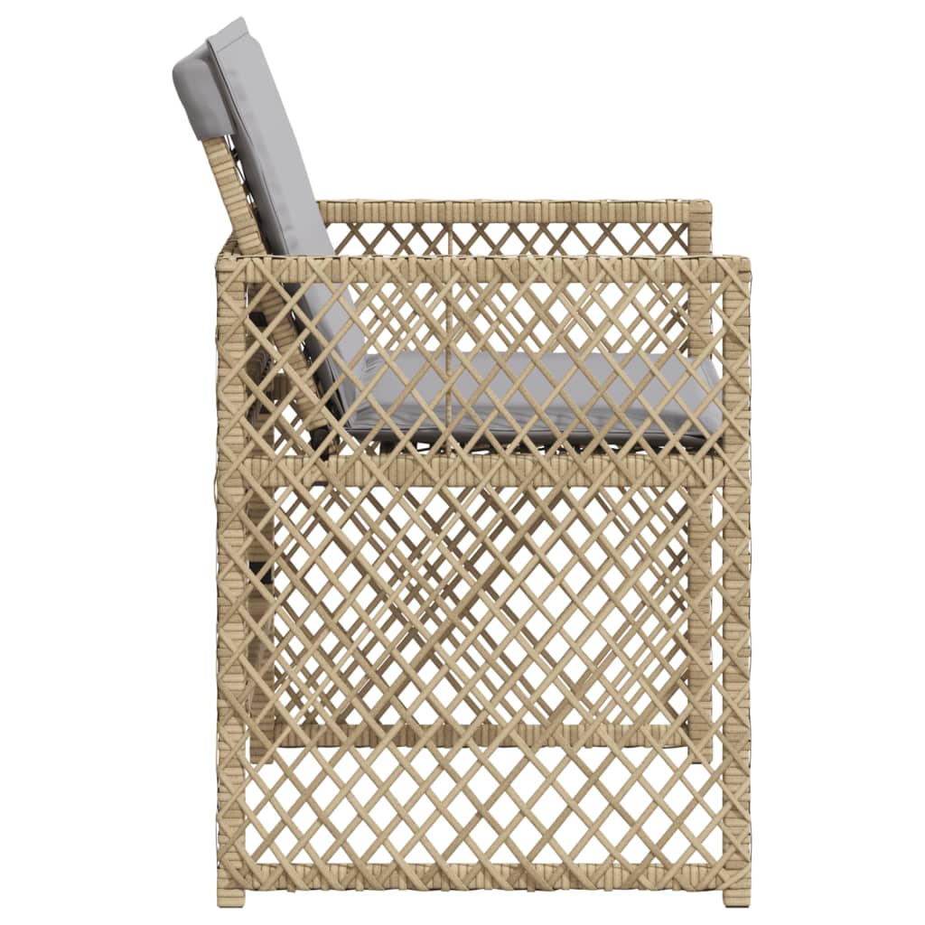 Sedie da Giardino con Cuscini 4 pz Beige Misto in Polyrattan 364955