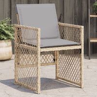 Sedie da Giardino con Cuscini 4 pz Beige Misto in Polyrattan 364955