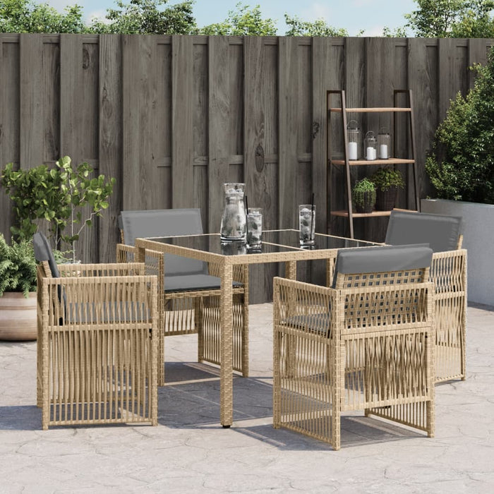 Sedie da Giardino con Cuscini 4 pz Beige Misto in Polyrattan 364972