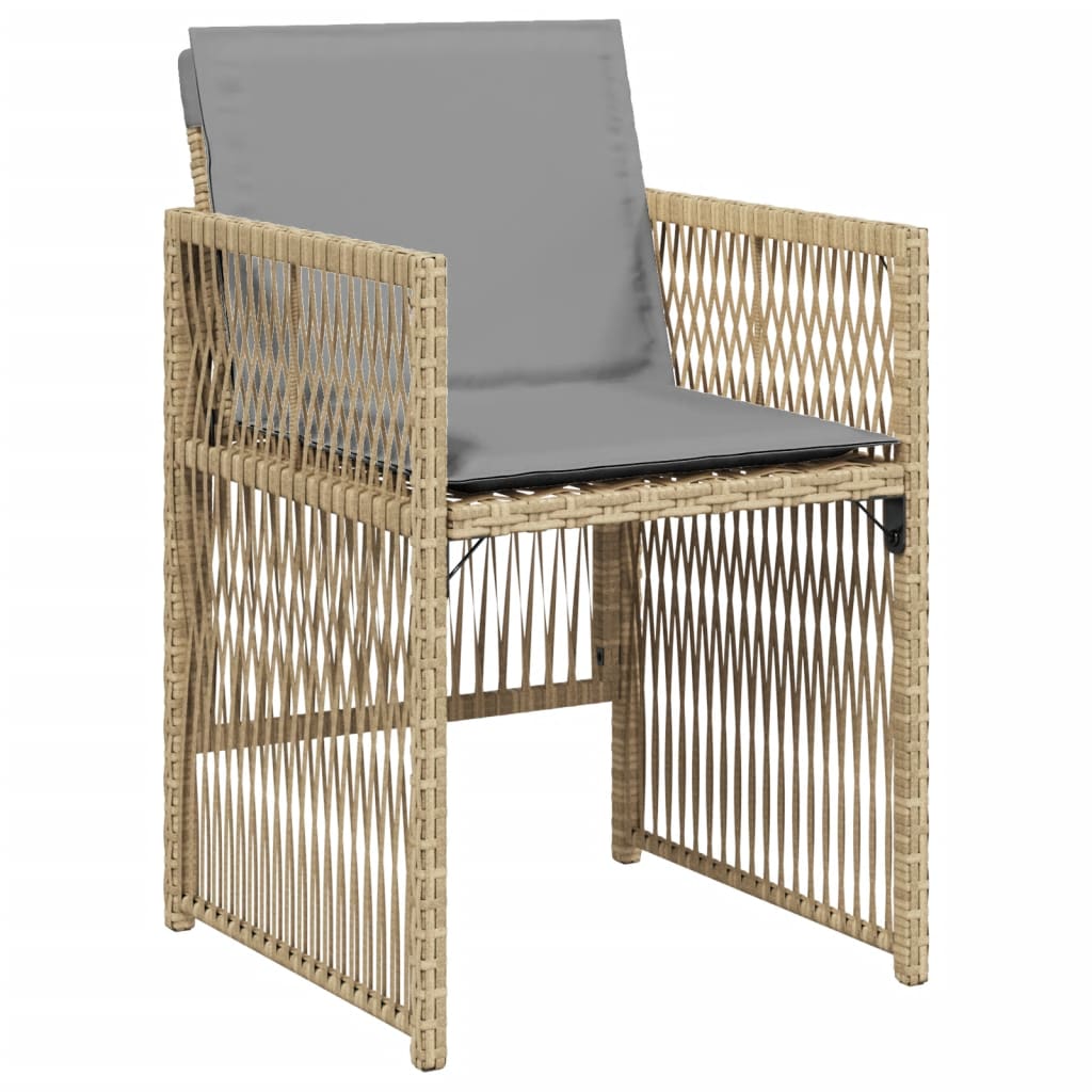 Sedie da Giardino con Cuscini 4 pz Beige Misto in Polyrattan 364972