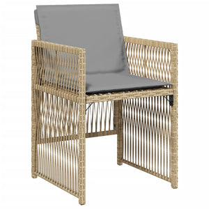 Sedie da Giardino con Cuscini 4 pz Beige Misto in Polyrattan 364972