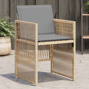 Sedie da Giardino con Cuscini 4 pz Beige Misto in Polyrattan 364972