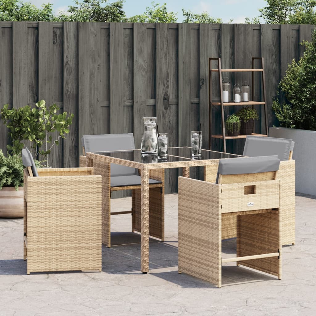 Sedie da Giardino con Cuscini 4 pz Beige Misto in Polyrattan 364989