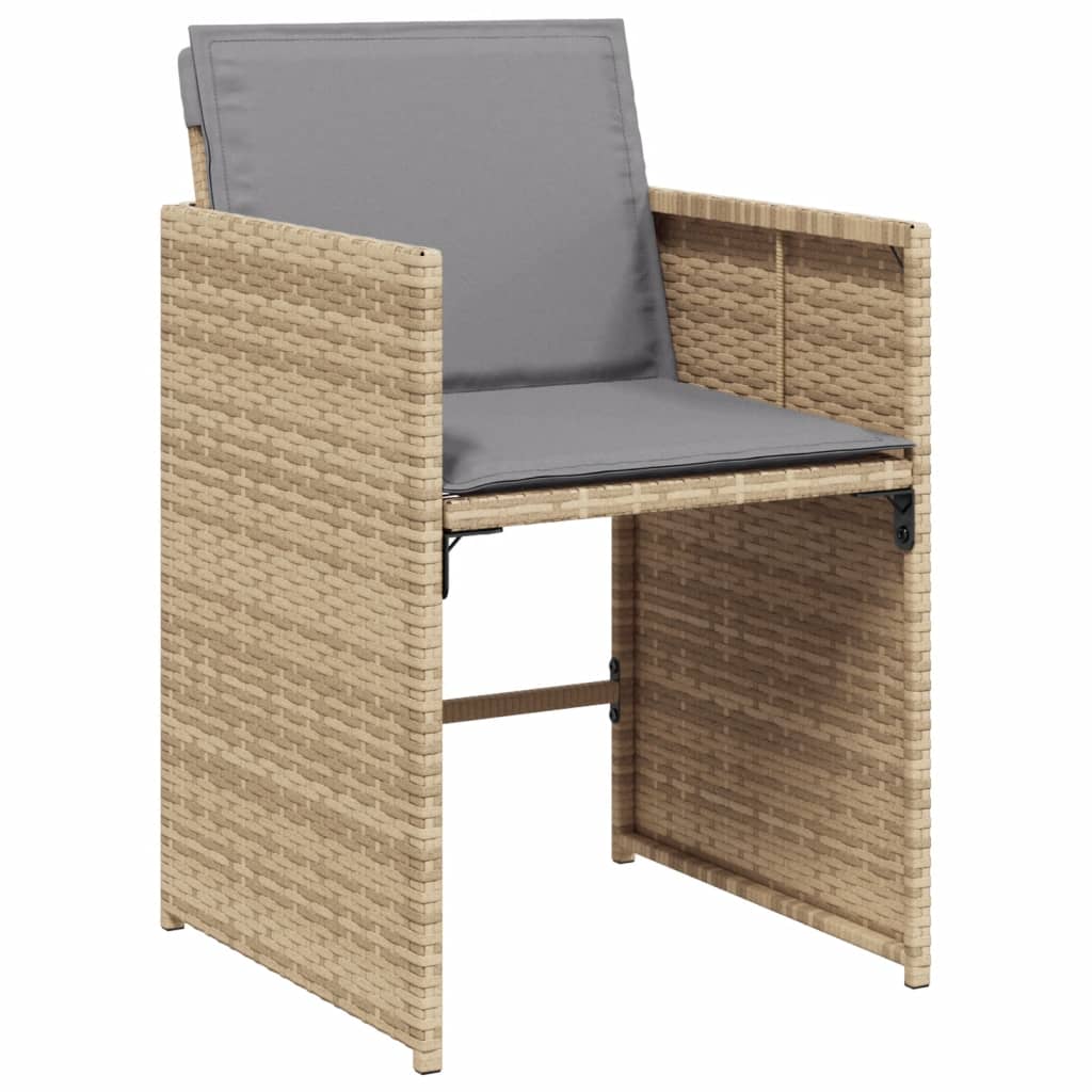 Sedie da Giardino con Cuscini 4 pz Beige Misto in Polyrattan 364989