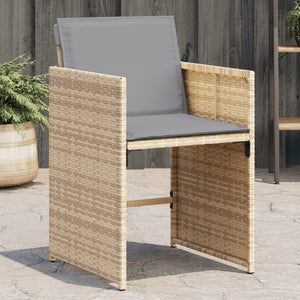 Sedie da Giardino con Cuscini 4 pz Beige Misto in Polyrattan 364989