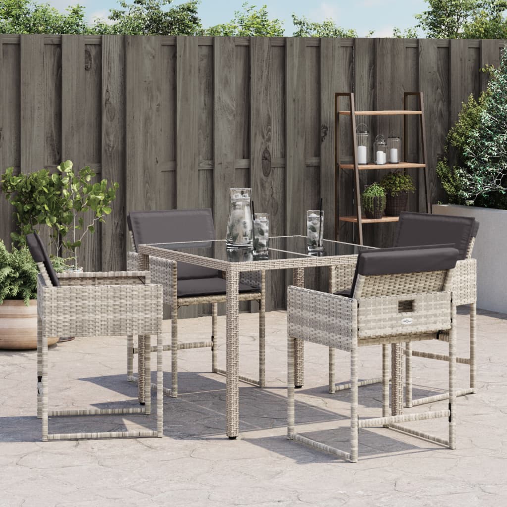 Sedie da Giardino con Cuscini 4 pz Grigio Chiaro in Polyrattan 365005