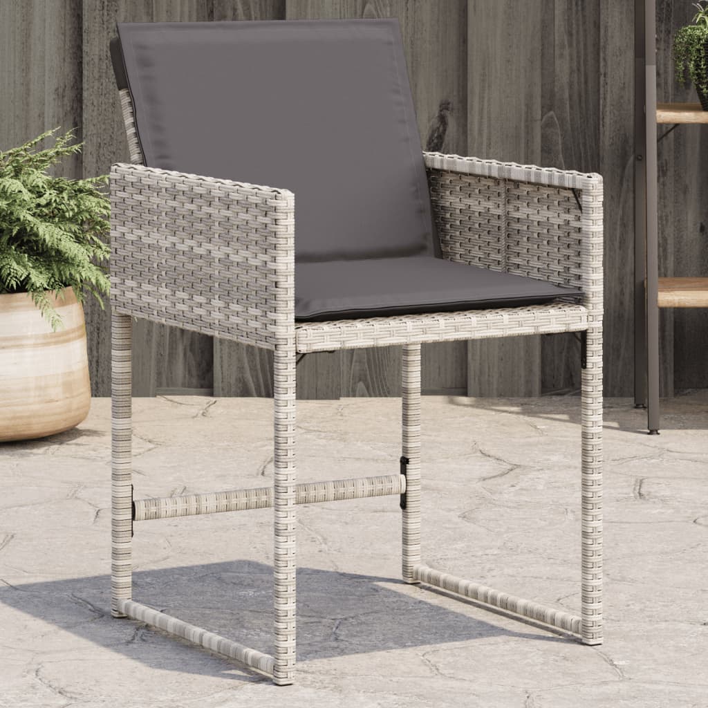 Sedie da Giardino con Cuscini 4 pz Grigio Chiaro in Polyrattan 365005