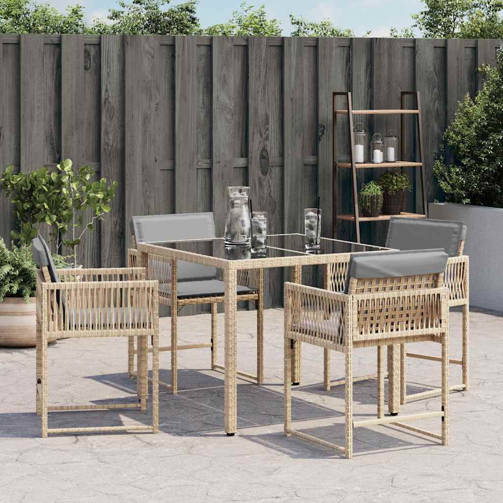 Sedie da Giardino con Cuscini 4 pz Beige Misto in Polyrattan 365023