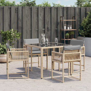 Sedie da Giardino con Cuscini 4 pz Beige Misto in Polyrattan 365023