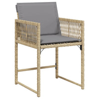 Sedie da Giardino con Cuscini 4 pz Beige Misto in Polyrattan 365023