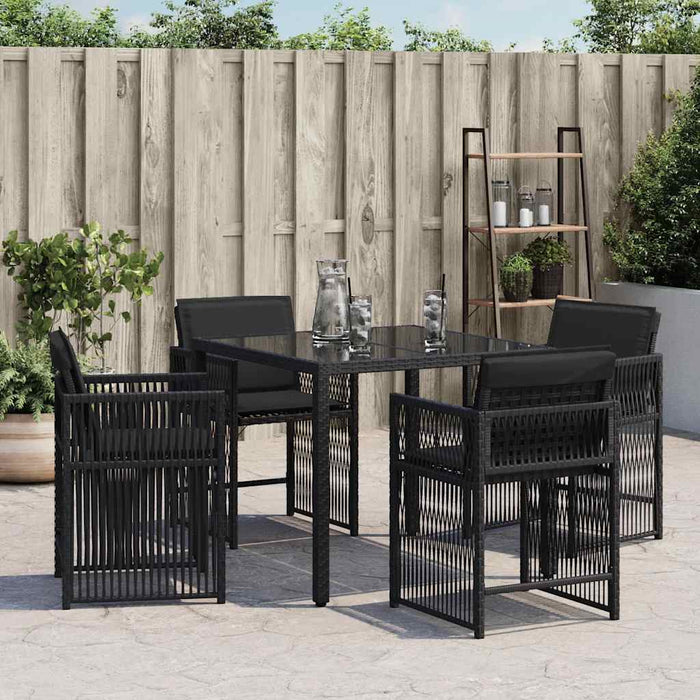 Sedie da Giardino con Cuscini 4 pz Nere in Polyrattan 365035