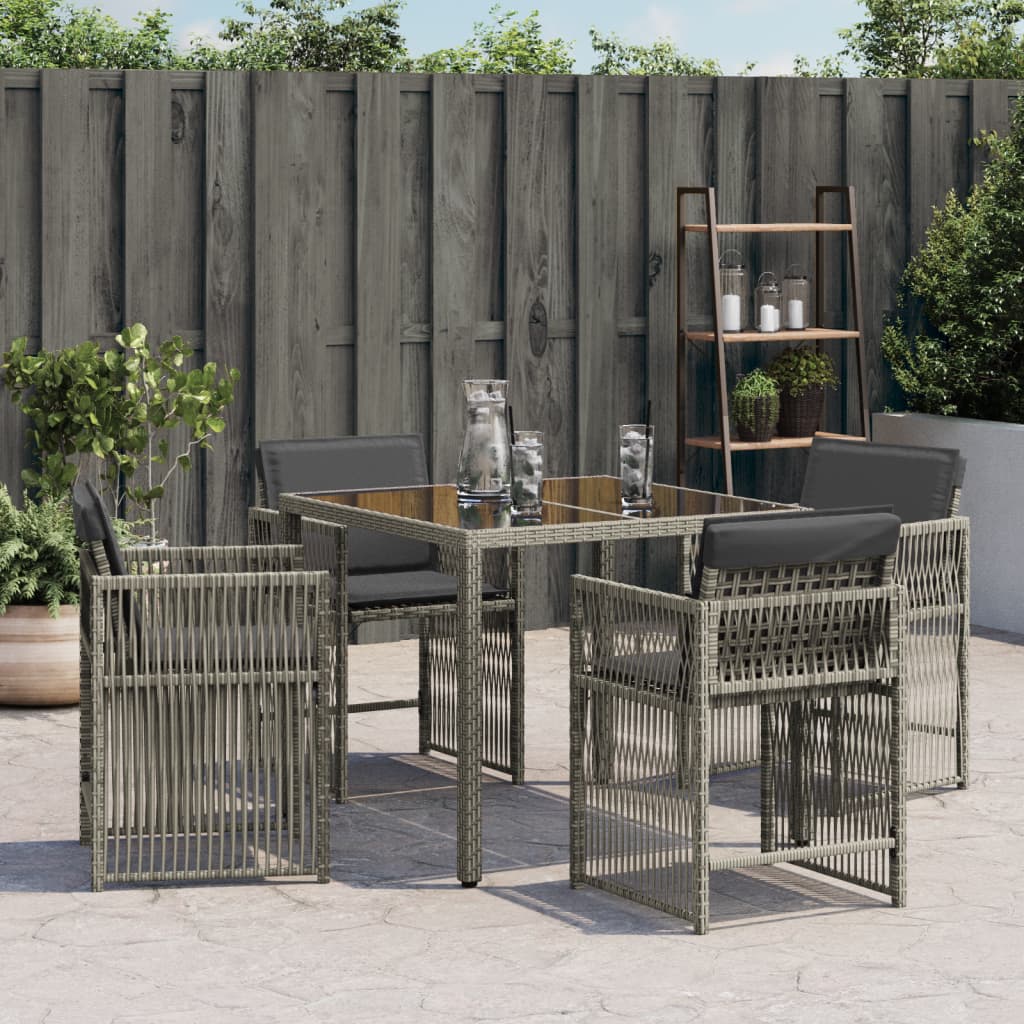 Sedie da Giardino con Cuscini 4pz Grigio in Polyrattan 365036