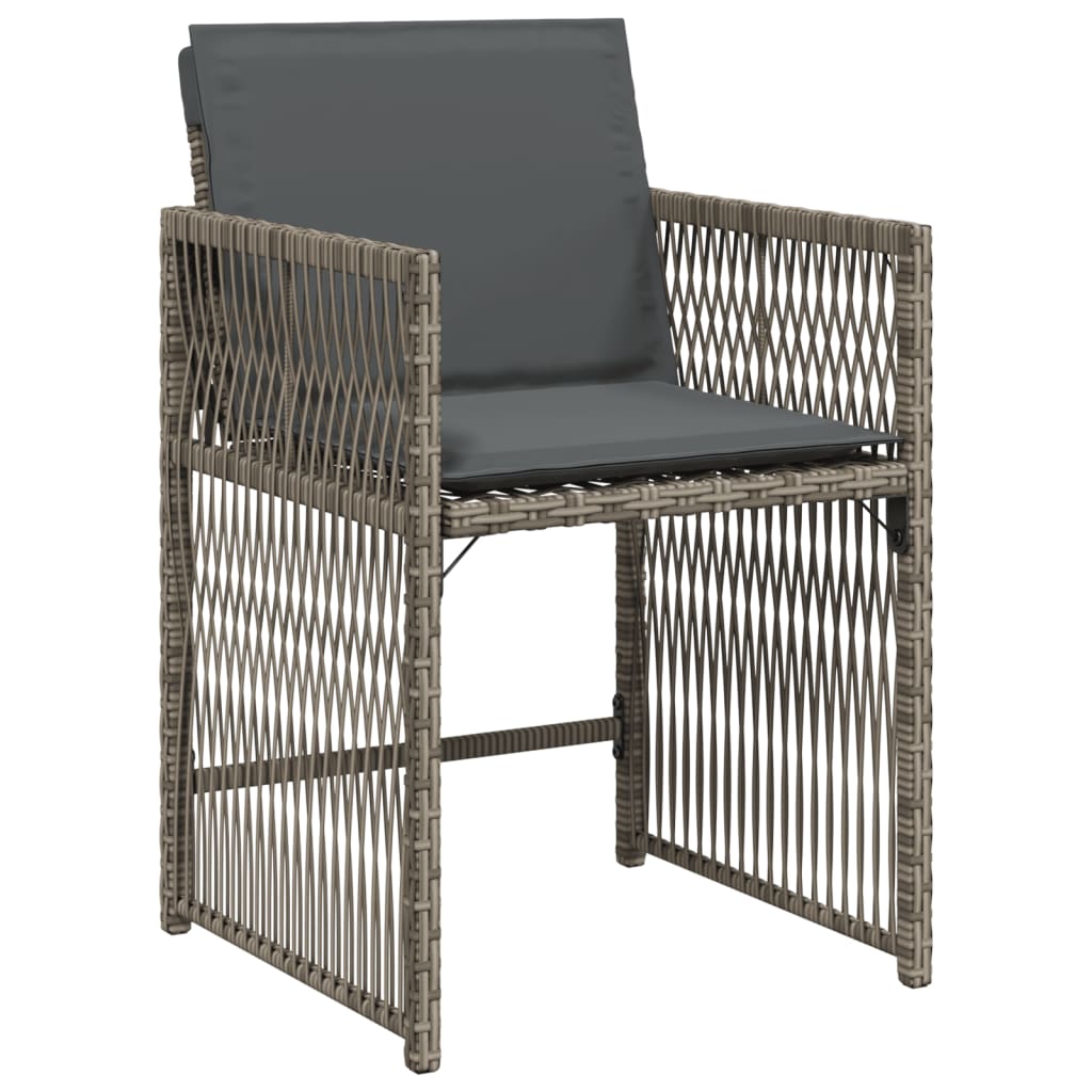 Sedie da Giardino con Cuscini 4pz Grigio in Polyrattan 365036