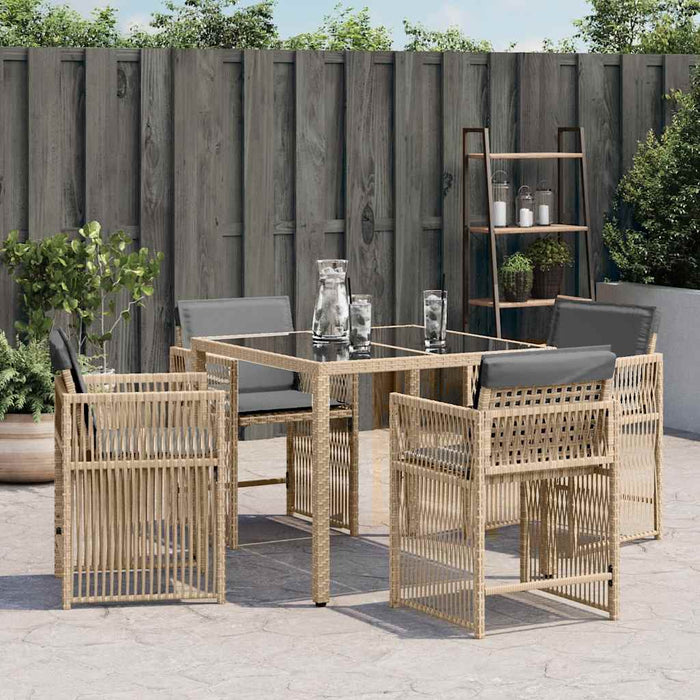 Sedie da Giardino con Cuscini 4 pz Beige Misto in Polyrattan 365040