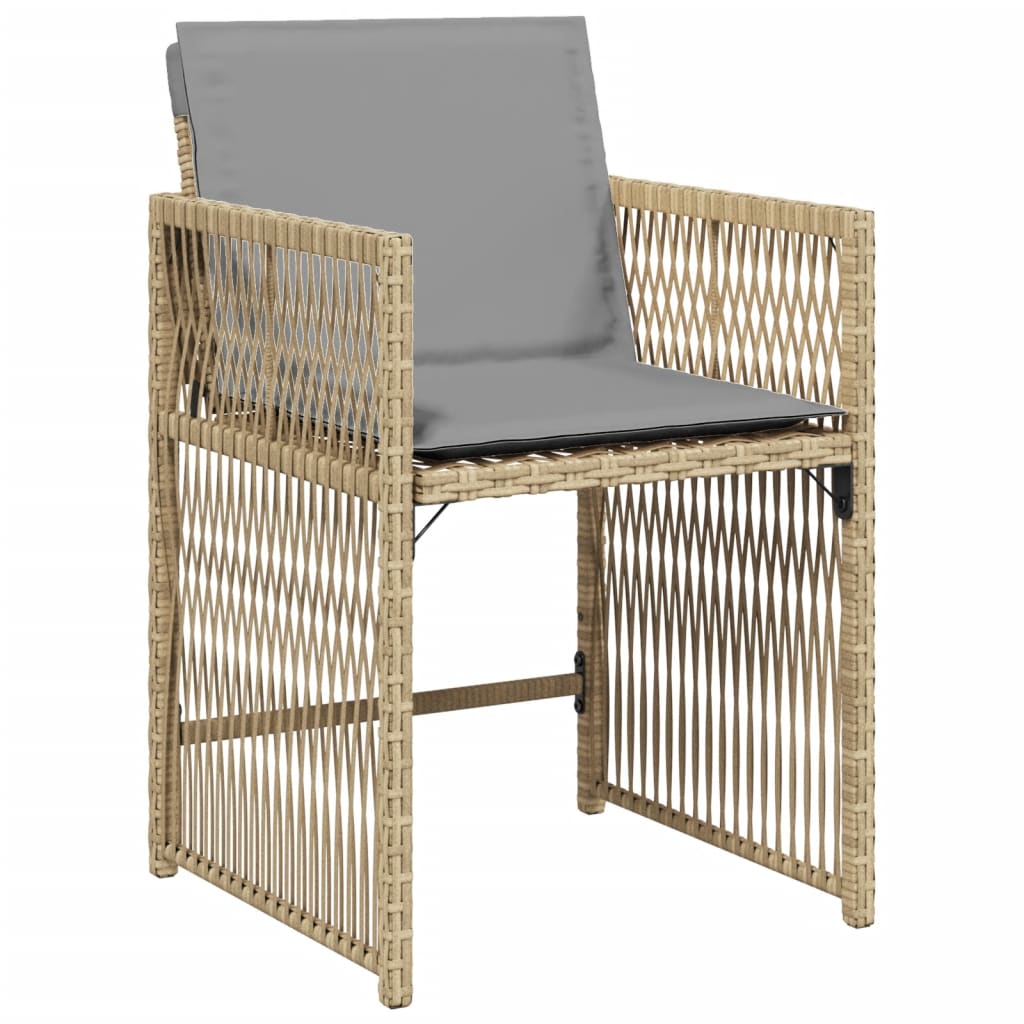 Sedie da Giardino con Cuscini 4 pz Beige Misto in Polyrattan 365040