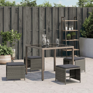 Sgabelli Giardino con Cuscini 4pz Grigi 41x41x36cm Polyrattan 365043