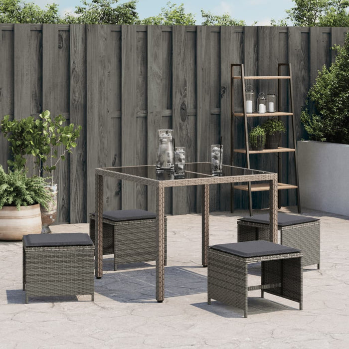 Sgabelli Giardino con Cuscini 4pz Grigi 41x41x36cm Polyrattan 365043