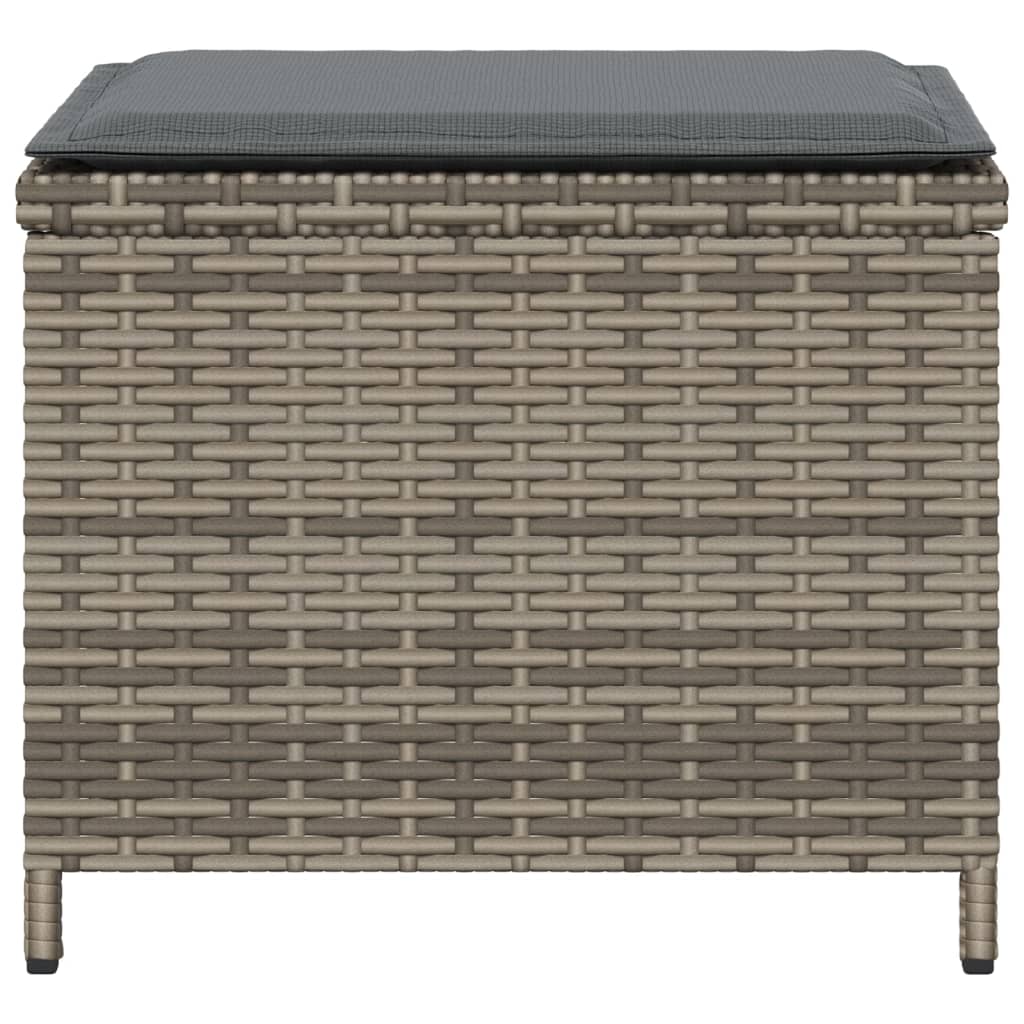 Sgabelli Giardino con Cuscini 4pz Grigi 41x41x36cm Polyrattan 365043