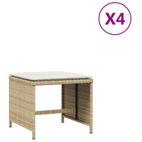 Sgabelli Giardino con Cuscini 4pz Beige 41x41x36cm Polyrattan 365045