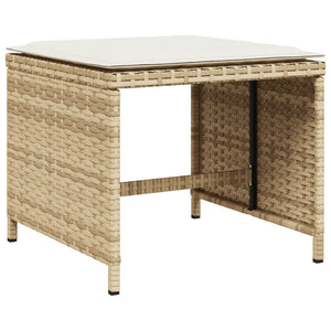 Sgabelli Giardino con Cuscini 4pz Beige 41x41x36cm Polyrattan 365045