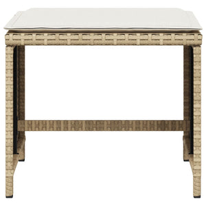 Sgabelli Giardino con Cuscini 4pz Beige 41x41x36cm Polyrattan 365045