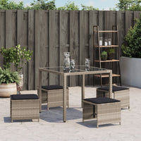 Sgabelli Giardino Cuscini 4pz Grigio Chiaro 41x41x36 Polyrattan 365046